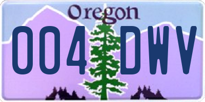 OR license plate 004DWV
