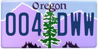 OR license plate 004DWW