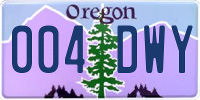 OR license plate 004DWY