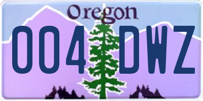 OR license plate 004DWZ