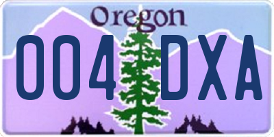 OR license plate 004DXA