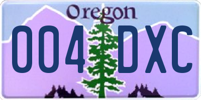 OR license plate 004DXC