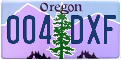 OR license plate 004DXF