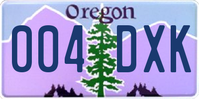 OR license plate 004DXK