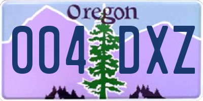 OR license plate 004DXZ