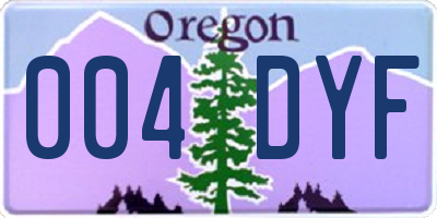 OR license plate 004DYF
