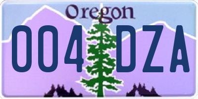 OR license plate 004DZA
