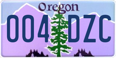 OR license plate 004DZC