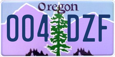 OR license plate 004DZF
