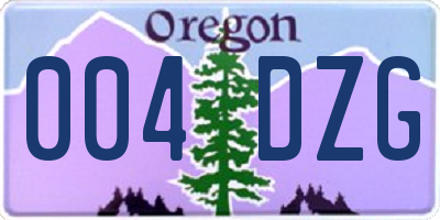 OR license plate 004DZG