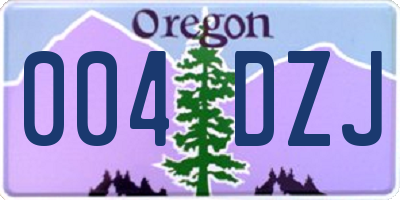 OR license plate 004DZJ