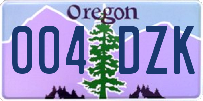 OR license plate 004DZK