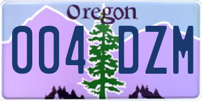 OR license plate 004DZM