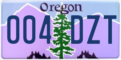 OR license plate 004DZT