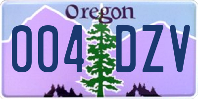 OR license plate 004DZV