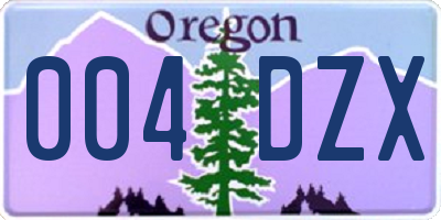 OR license plate 004DZX