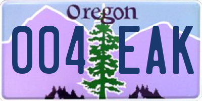 OR license plate 004EAK