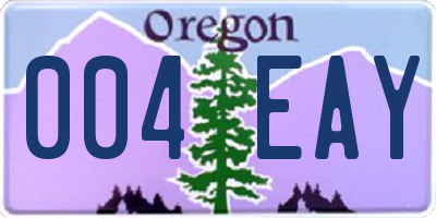 OR license plate 004EAY
