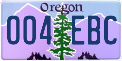 OR license plate 004EBC