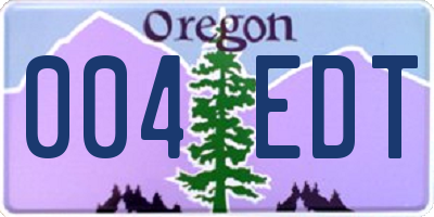 OR license plate 004EDT