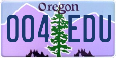 OR license plate 004EDU