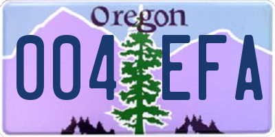 OR license plate 004EFA