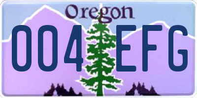 OR license plate 004EFG