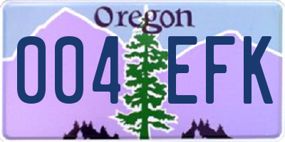 OR license plate 004EFK