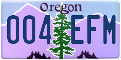 OR license plate 004EFM
