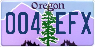 OR license plate 004EFX
