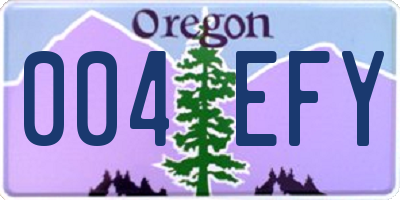 OR license plate 004EFY