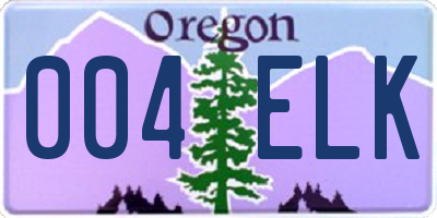 OR license plate 004ELK