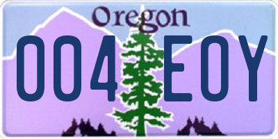 OR license plate 004EOY