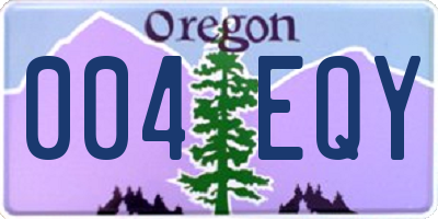OR license plate 004EQY