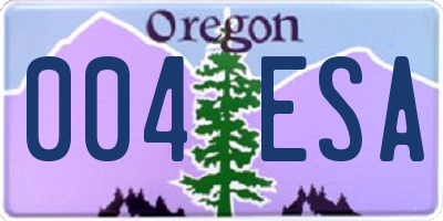 OR license plate 004ESA