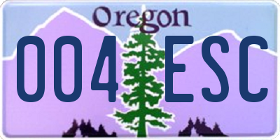 OR license plate 004ESC