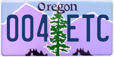 OR license plate 004ETC