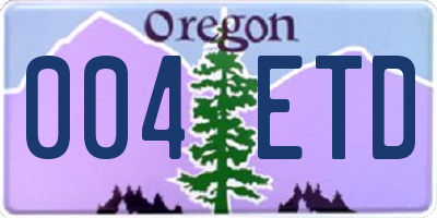 OR license plate 004ETD