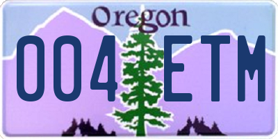 OR license plate 004ETM