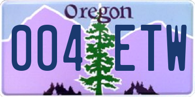 OR license plate 004ETW