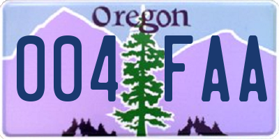 OR license plate 004FAA