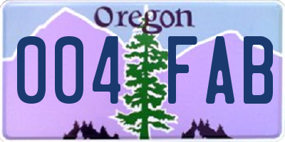 OR license plate 004FAB