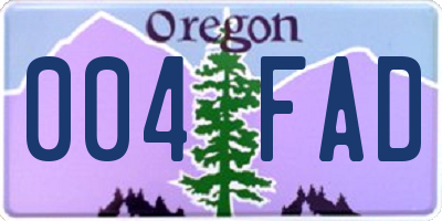 OR license plate 004FAD