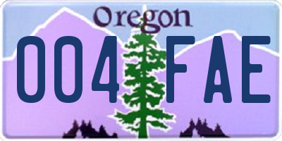 OR license plate 004FAE