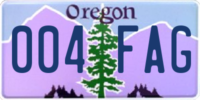 OR license plate 004FAG