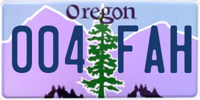 OR license plate 004FAH