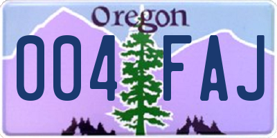OR license plate 004FAJ