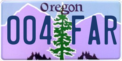 OR license plate 004FAR