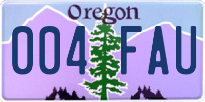 OR license plate 004FAU