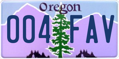 OR license plate 004FAV